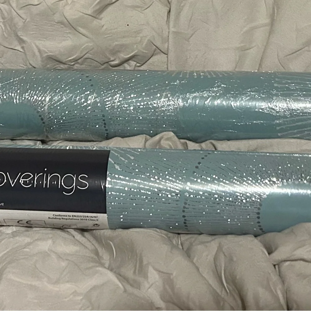 Exclusive Wallcoverings Eternity Blue Geometric Pattern Discontinued 2 Dbl Rolls